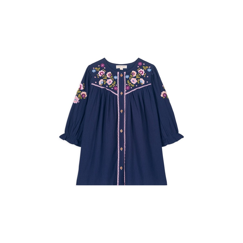 Louise Misha Dress Floriane - Cotton Crimp - Midnight