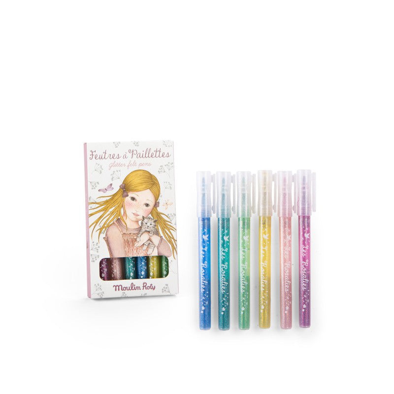 Moulin Roty Les Rosalies 6 Glitter Felt Pens