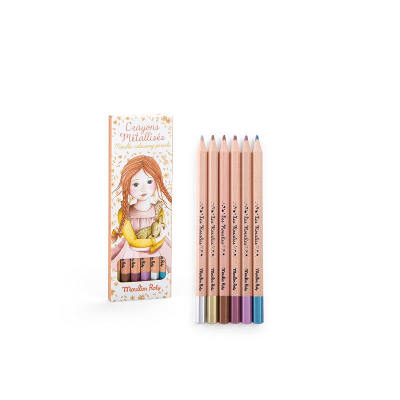 Moulin Roty Les Rosalies 6 Metallic Colouring Pencils