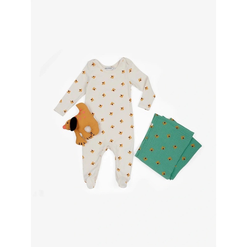 Bobo Choses Baby Fairy Dog Gift Set(Overall + Doudou + Blanket) - Green
