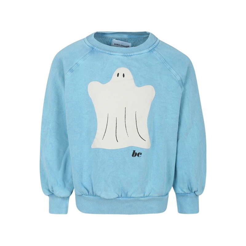 Bobo Choses Funny Ghost Ranglan Sleeve Sweatshirt - Light Blue