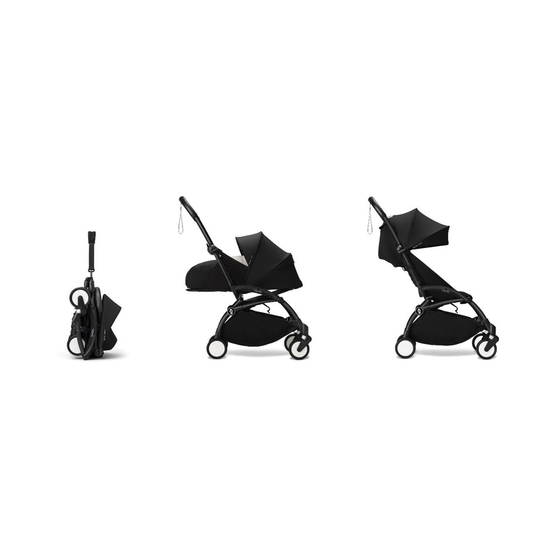 Stokke YOYO 0+ 6+ Complete Baby Stroller Set - Black Frame with Black 0+ Newborn Pack & 6+ Color Pack