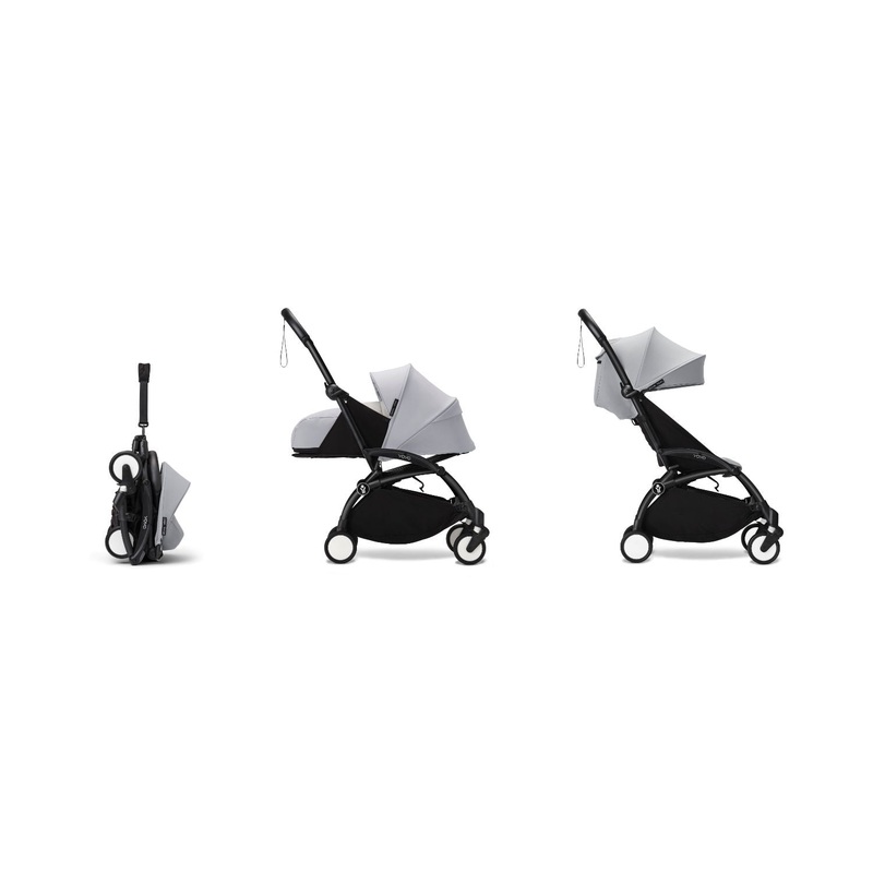 Stokke YOYO 0+ 6+ Complete Baby Stroller Set - Black Frame with Stone 0+ Newborn Pack & 6+ Color Pack