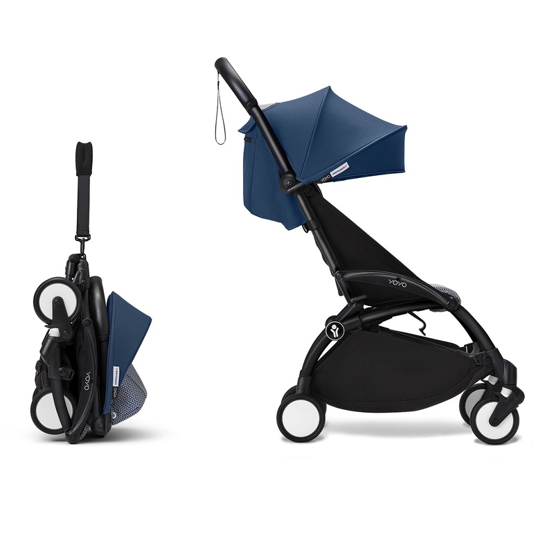 Stokke YOYO 6+ Baby Stroller Set - Black Frame with Air France Blue 6+ Color Pack