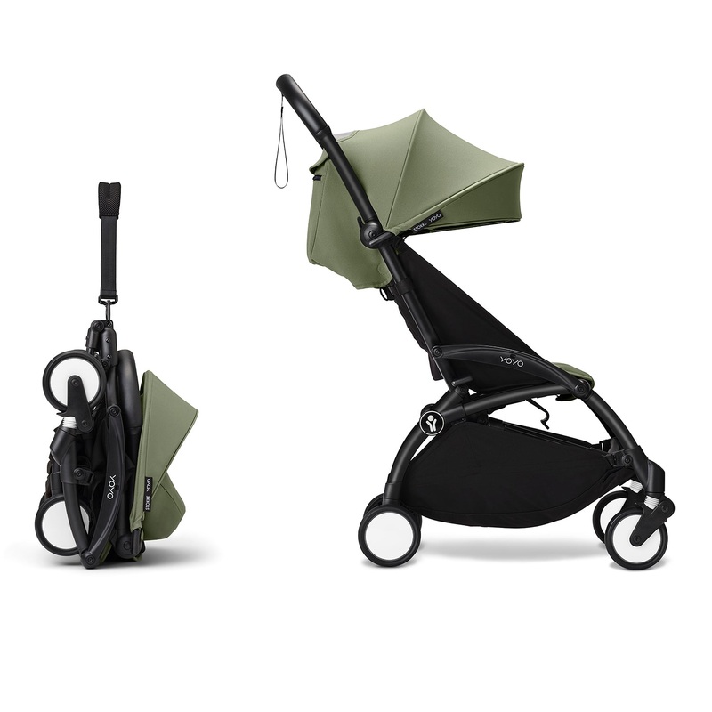 Stokke YOYO 6+ Baby Stroller Set - Black Frame with Olive 6+ Color Pack