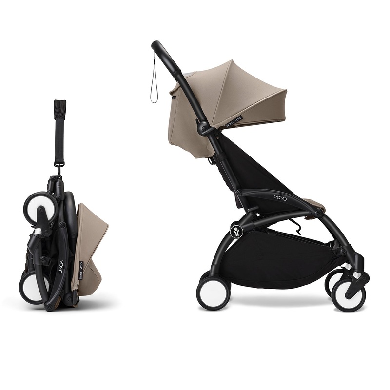 Stokke YOYO 6+ Baby Stroller Set - Black Frame with Taupe 6+ Color Pack