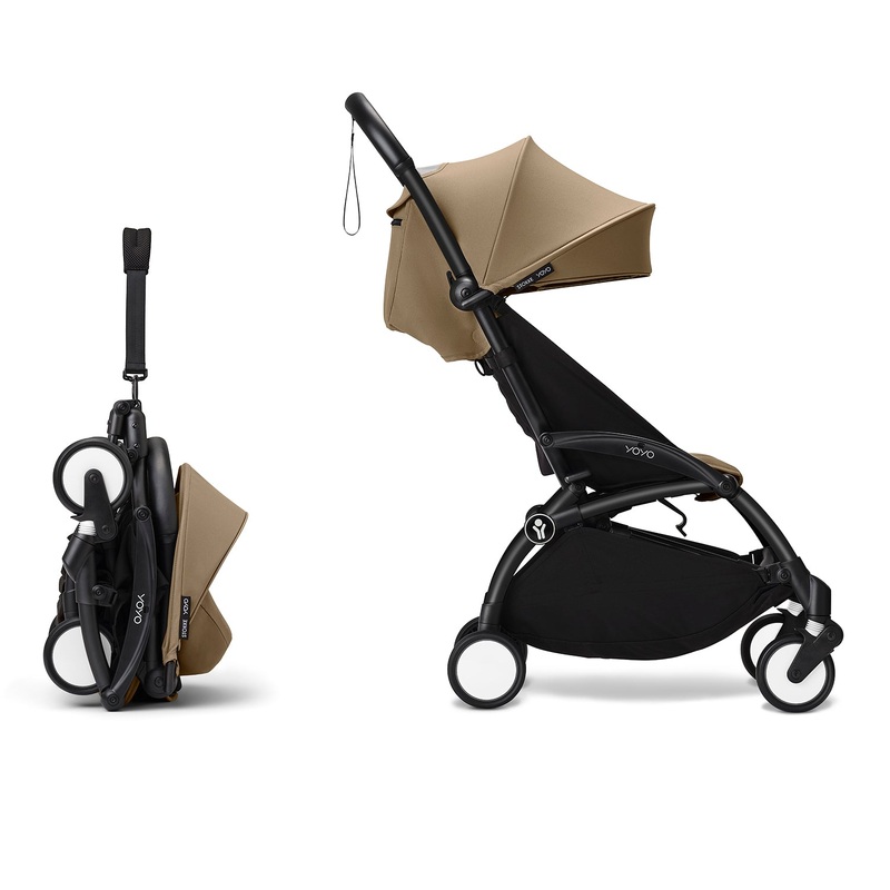 Stokke YOYO 6+ Baby Stroller Set - Black Frame with Toffee 6+ Color Pack