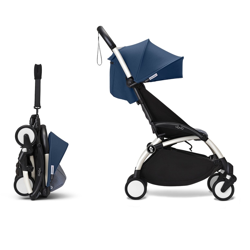 Stokke YOYO 6+ Baby Stroller Set - White Frame with Air France Blue 6+ Color Pack
