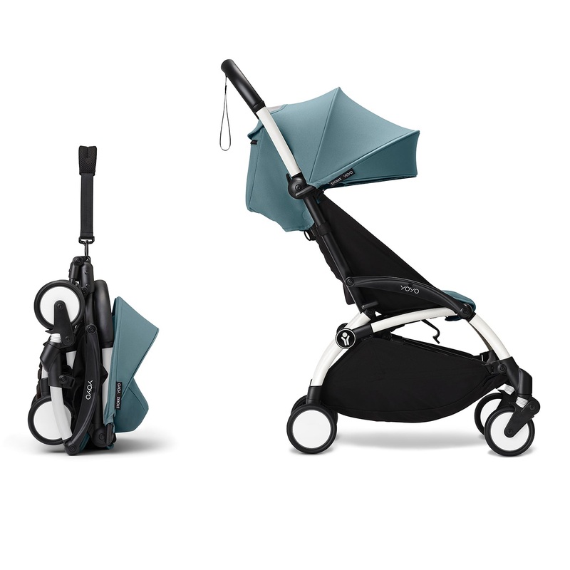 Stokke YOYO 6+ Baby Stroller Set - White Frame with Aqua 6+ Color Pack