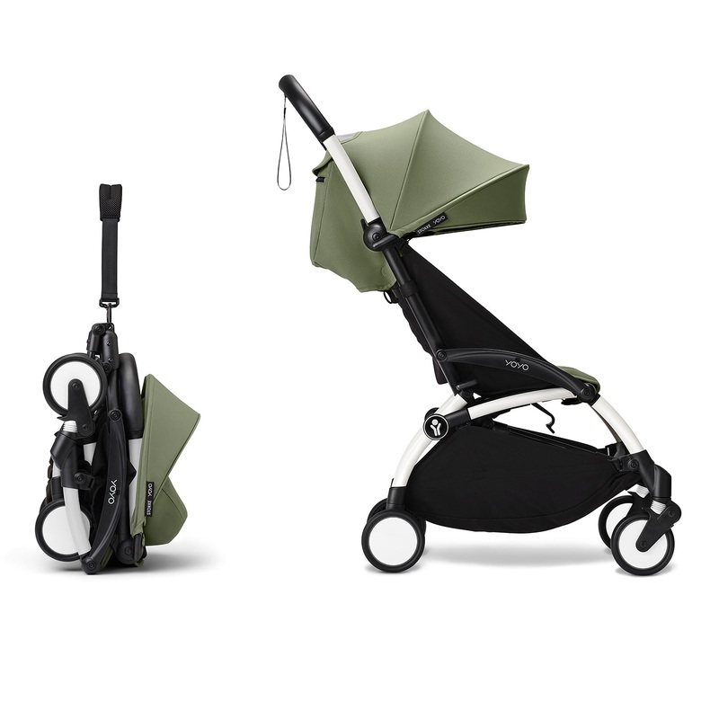 Stokke YOYO 6+ Baby Stroller Set - White Frame with Olive 6+ Color Pack