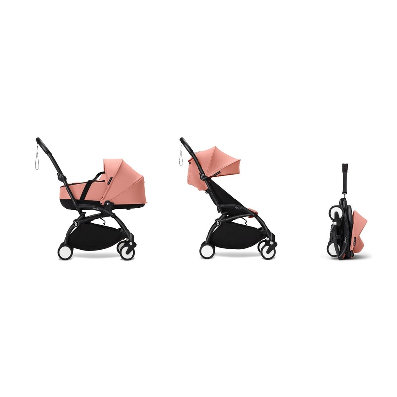Stokke YOYO Newborn Shell 6+ Complete Baby Stroller Set - Black Frame with Ginger Newborn Shell & 6+ Color Pack (Pre-Order; Est. Delivery in 4-6 Weeks)