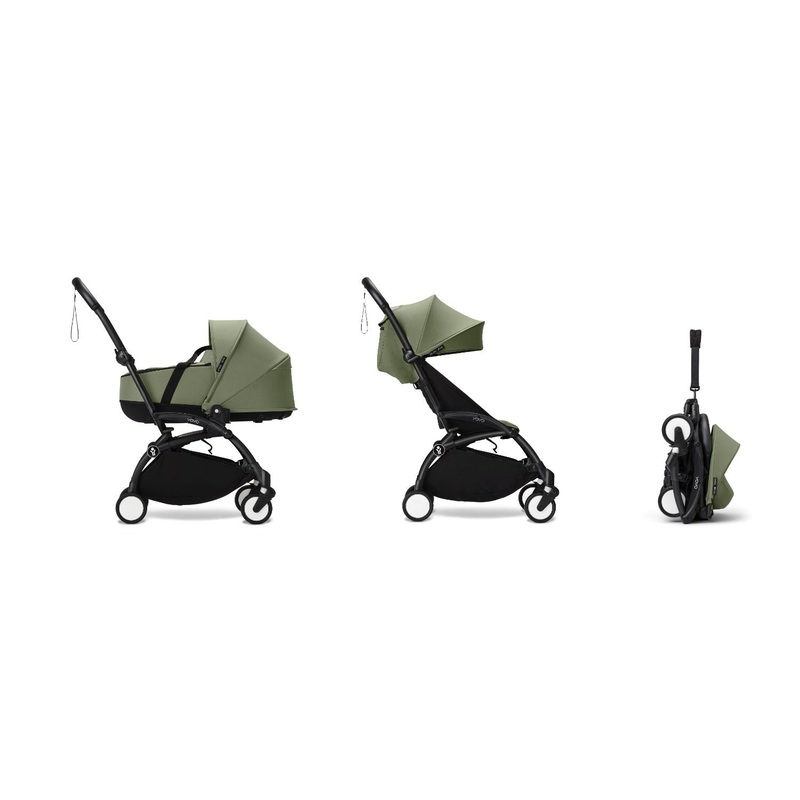 Stokke YOYO Newborn Shell 6+ Complete Baby Stroller Set - Black Frame with Olive Newborn Shell & 6+ Color Pack (Pre-Order; Est. Delivery in 4-6 Weeks)