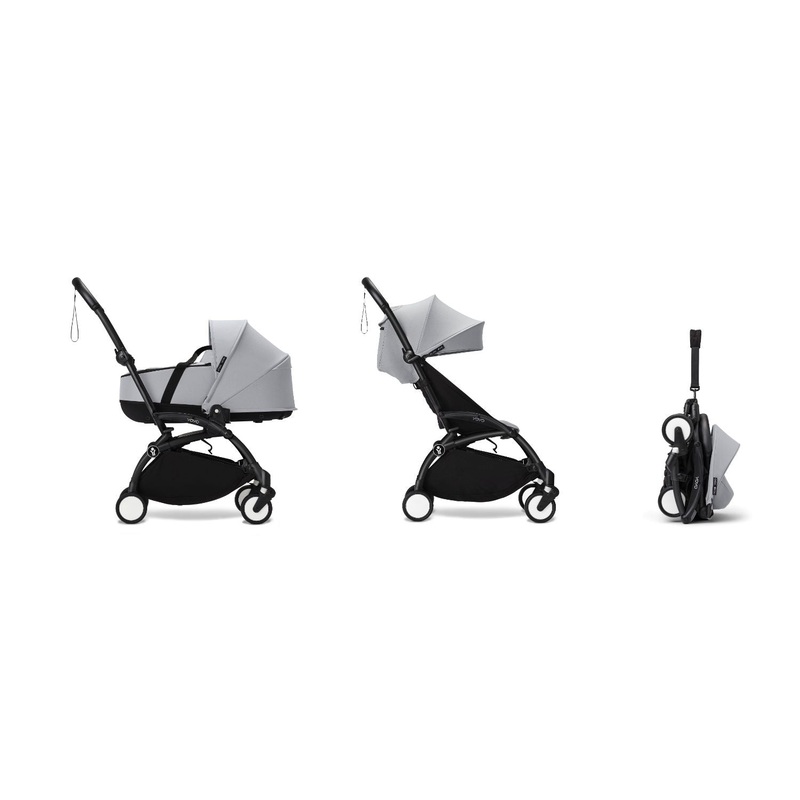Stokke YOYO Newborn Shell 6+ Complete Baby Stroller Set - Black Frame with Stone Newborn Shell & 6+ Color Pack (Pre-Order; Est. Delivery in 4-6 Weeks)