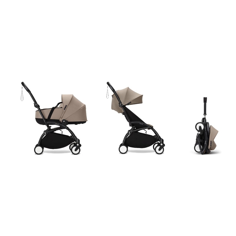 Stokke YOYO Newborn Shell 6+ Complete Baby Stroller Set - Black Frame with Taupe Newborn Shell & 6+ Color Pack (Pre-Order; Est. Delivery in 4-6 Weeks)