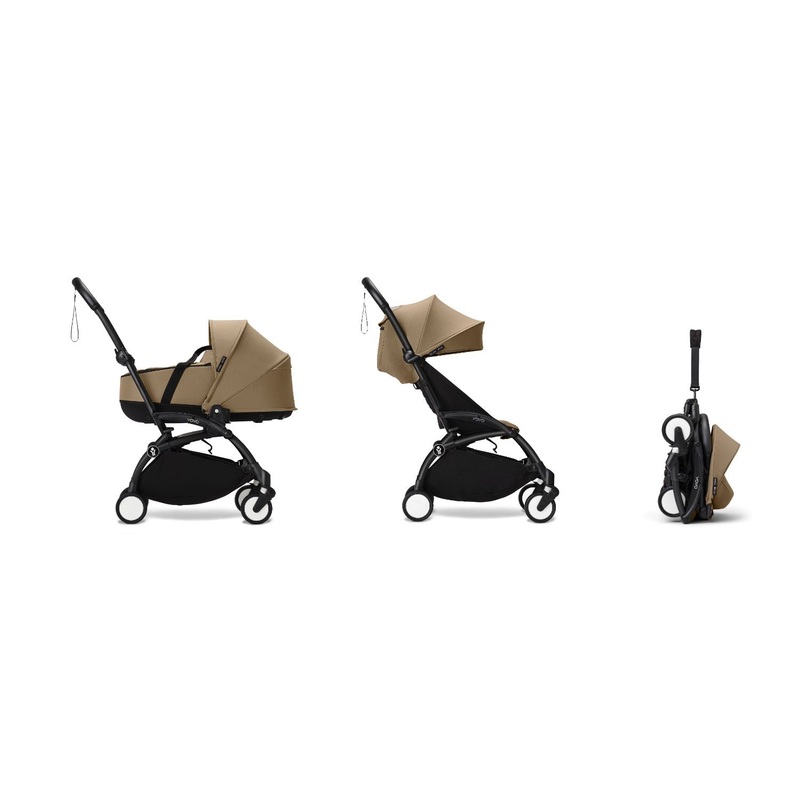 Stokke YOYO Newborn Shell 6+ Complete Baby Stroller Set - Black Frame with Toffee Newborn Shell & 6+ Color Pack (Pre-Order; Est. Delivery in 4-6 Weeks)