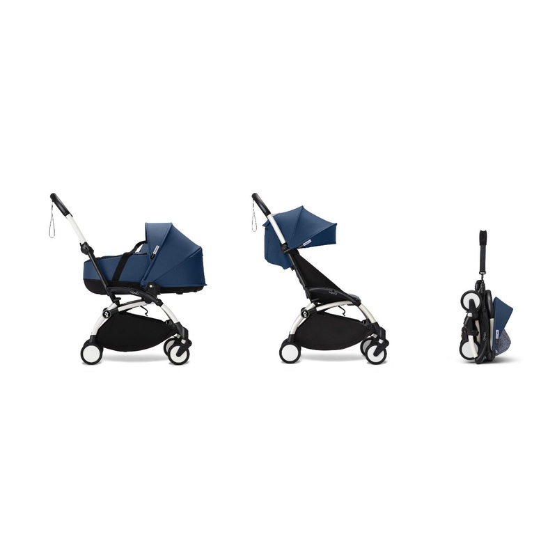 Stokke YOYO Newborn Shell 6+ Complete Baby Stroller Set - White Frame with Aqua Newborn Shell & 6+ Color Pack