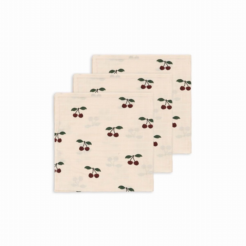 Konges Sljd 3 Pack Muslin Cloth Gots-Ma Grande Cerise