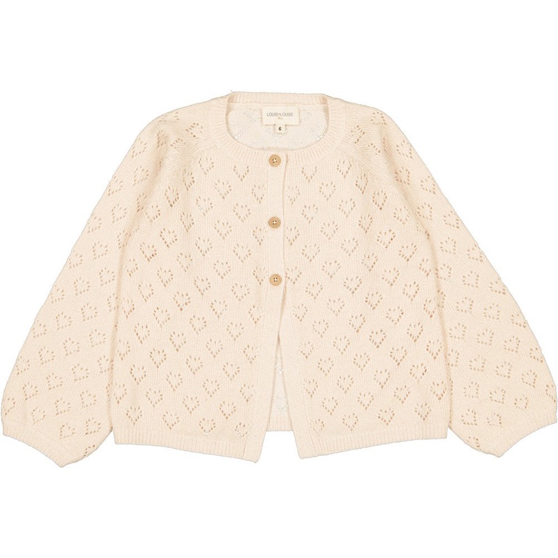 Louis Louise Gulsah Knitted Wool Heart Lurex Cardigan - Cream