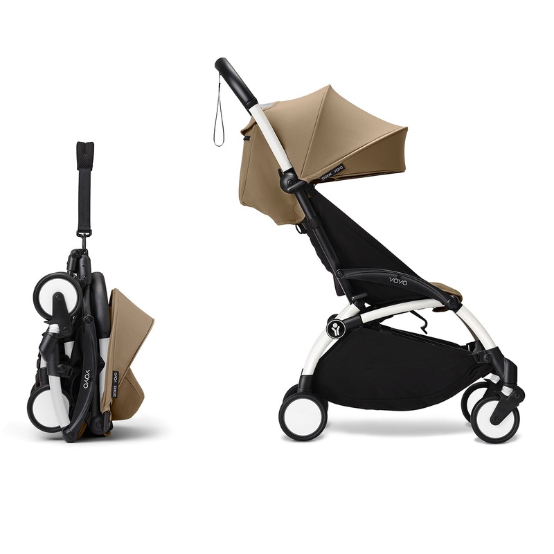 Stokke YOYO 6+ Baby Stroller Set - White Frame with Toffee 6+ Color Pack