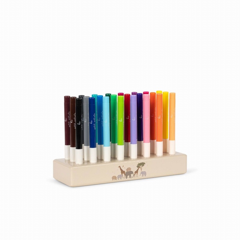 Konges Sljd Markers in Wooden Block 24 Pcs FSC-Safari