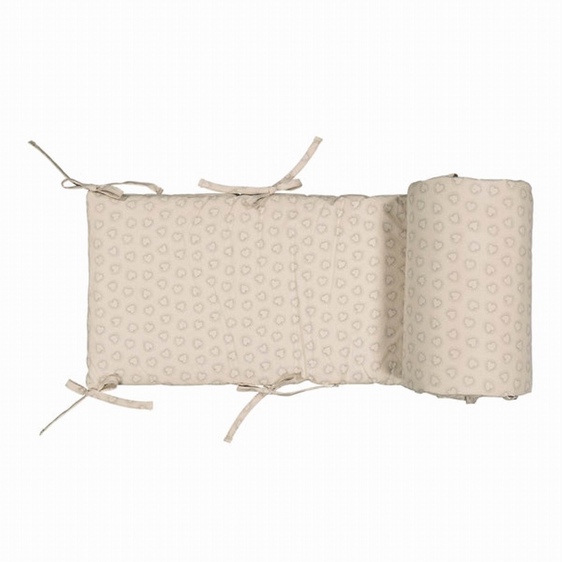 Rose in April Crib Bumper Print Dotted Heart Greige