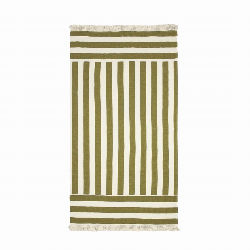 nobodinoz Beach Towel Portofino Pistachio Stripes Waffle