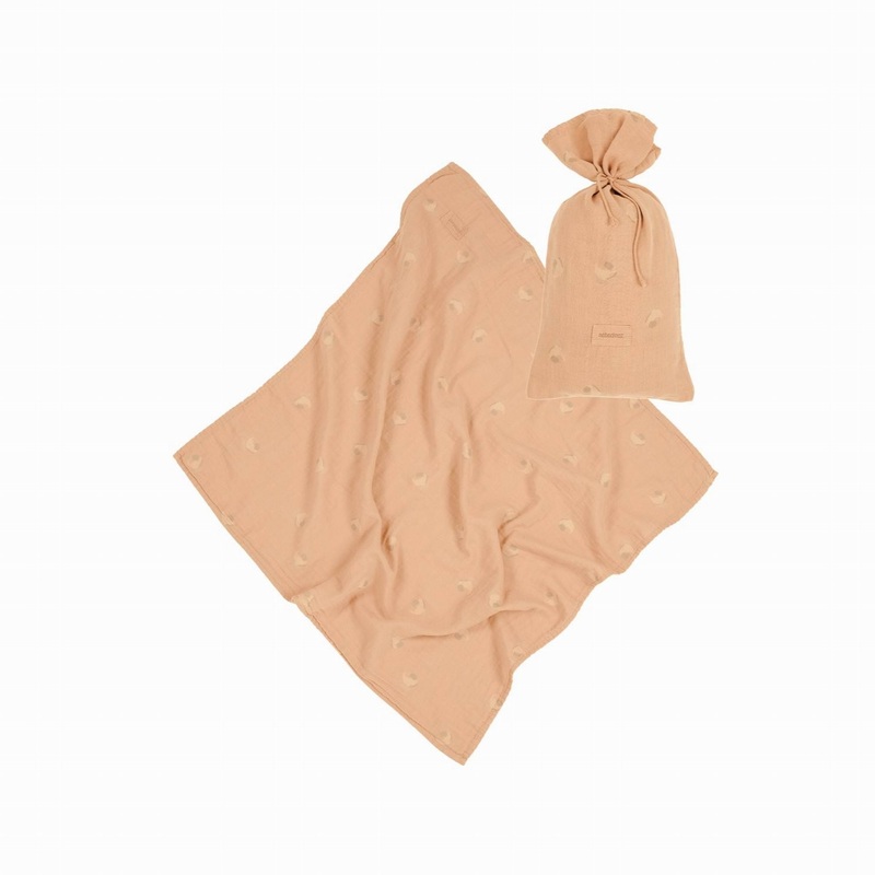nobodinoz Birth Gift Washed Muslin Swaddle Wabi-Sabi Powder Pink Blossom