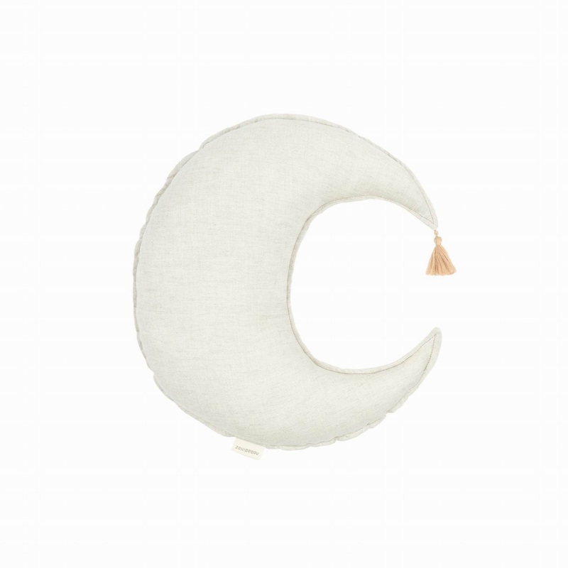 nobodinoz Moon Cushion L1N0 in Washed French Linen Greige