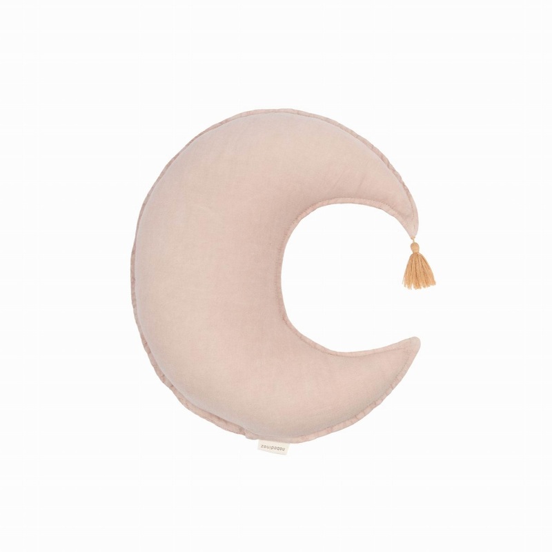 nobodinoz Moon Cushion L1N0 in Washed French Linen Mauve Pink