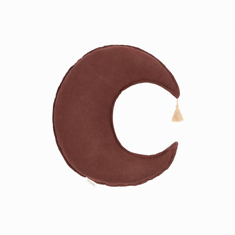 nobodinoz Moon Cushion L1N0 in Washed French Linen Prune