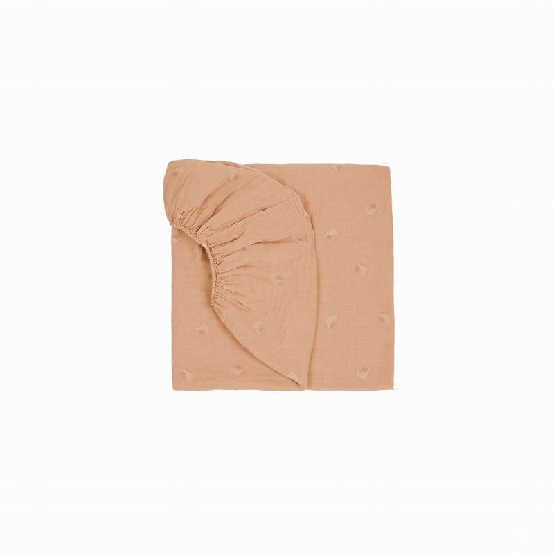 nobodinoz Washed Muslin Baby Fitted Sheet Wabi-Sabi Powder Pink Blossom