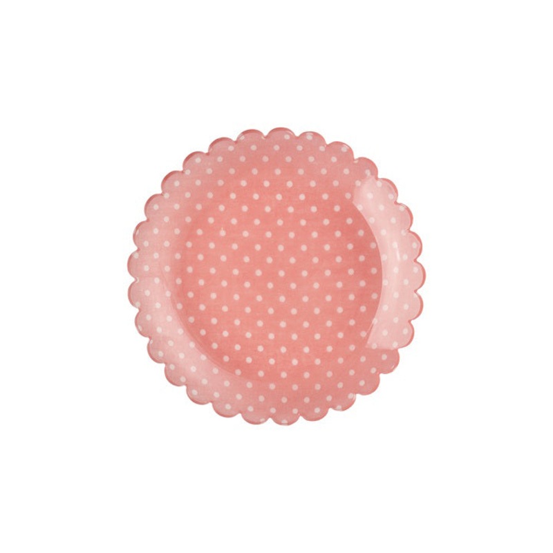 Rice DK Acrylic Cake Plate with Coral Dots Fabric