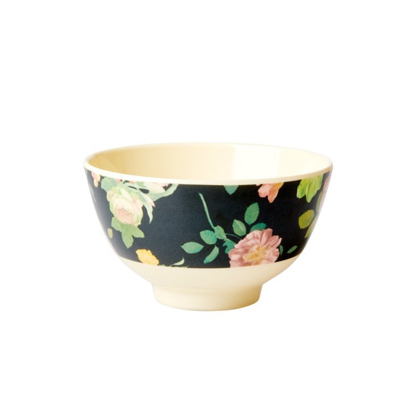 Rice DK Melamine Bowl with Dark Rose Print - Small