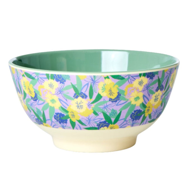 Rice DK Melamine Bowl with Fancy Pansy Print - Medium - 700 ml