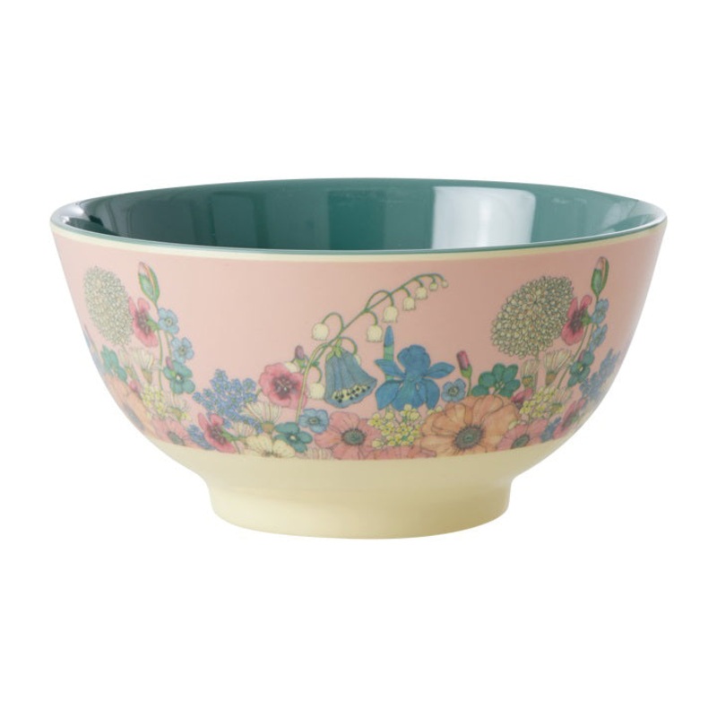 Rice DK Melamine Bowl with Flower Collage Print - Soft Pink - Medium - 700 ml