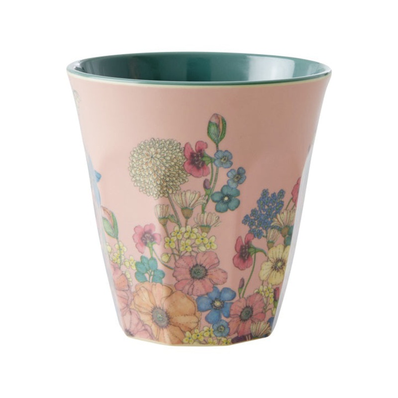 Rice DK Melamine Cup with Flower Collage Print - Soft Pink Medium - 250 ml