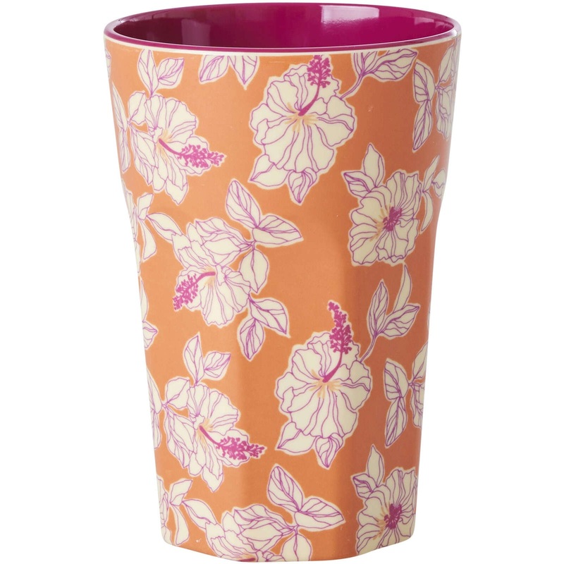 Rice DK Melamine Cups with Faded Hibiscus Print - Tall - 400ml