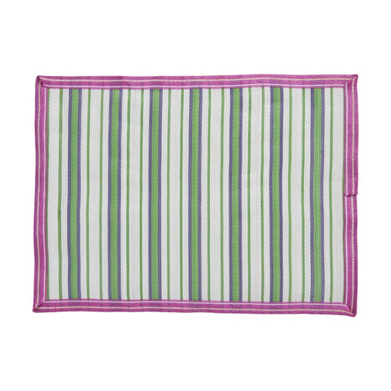 Rice DK Recycled Placemat with Green and Purple Stripes