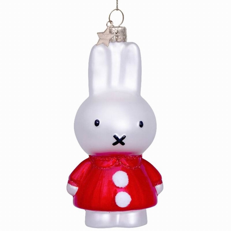 Vondels Ornament Glass Nijntje/Miffy w/Santa Dress H11CM