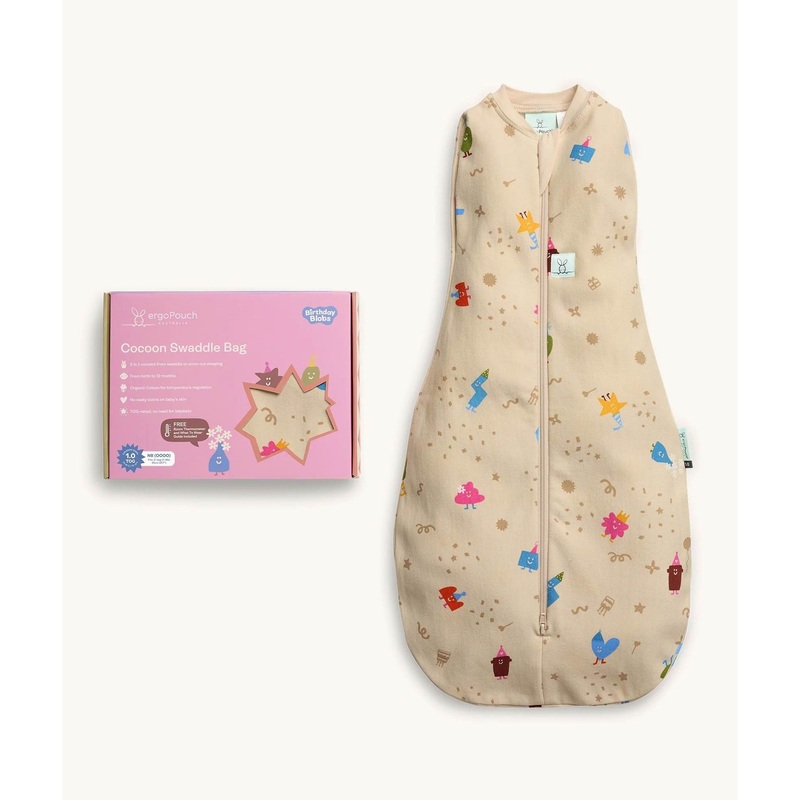 ergoPouch Cocoon Swaddle Bag - 1.0 TOG - Birthday Blobs