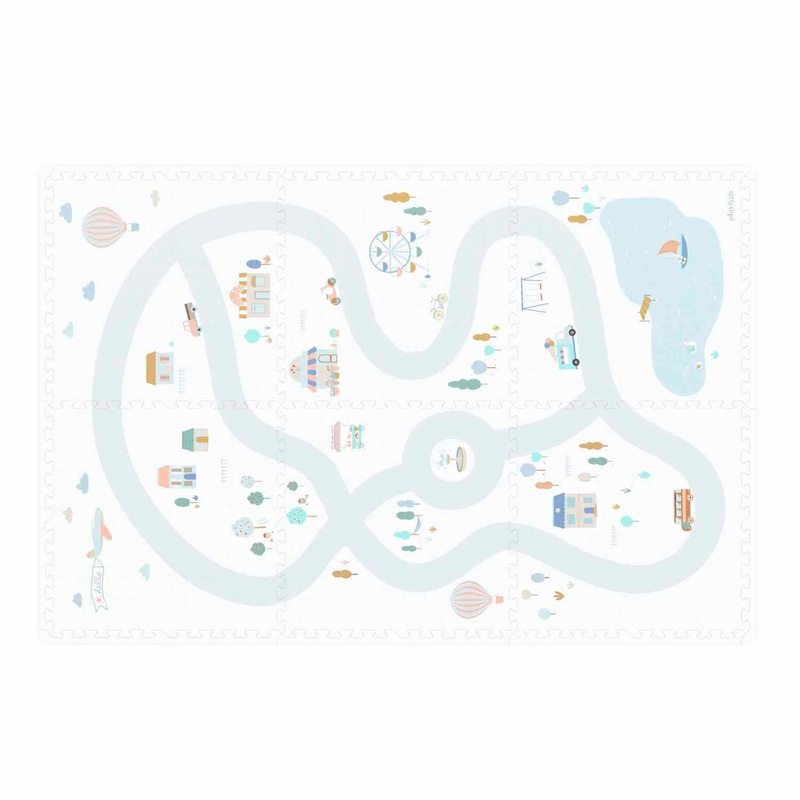 Play&Go EEVAA 3-in-1 Reversible Puzzle Playmat - Village/Terrazzo - 120x180cm