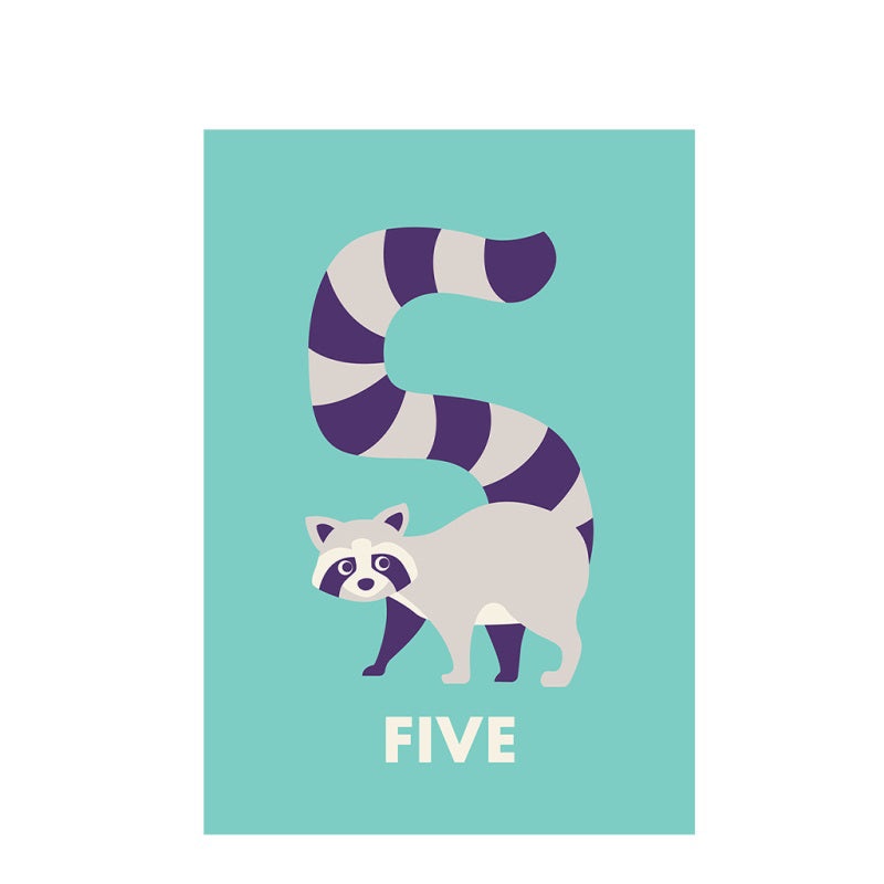 Rex Birthday Card - Racoon 'Five'