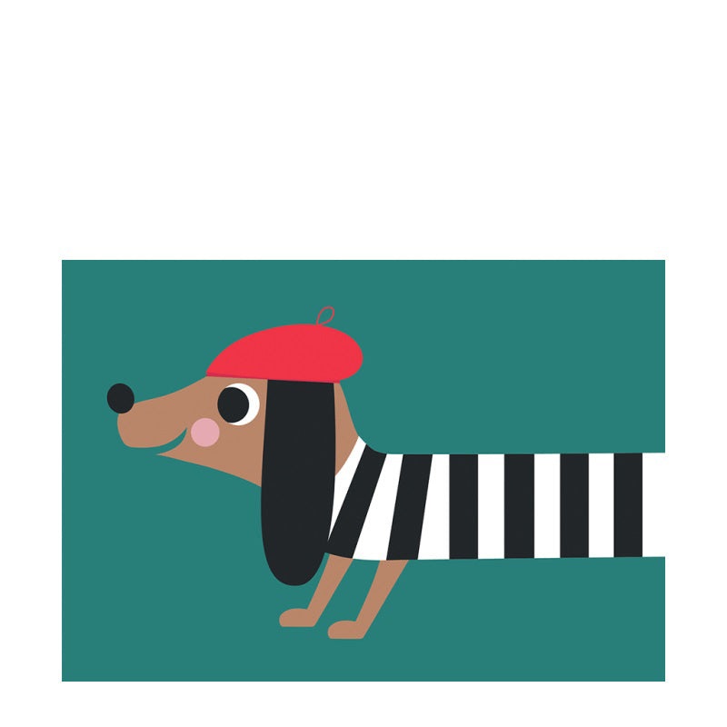Rex Greetings Card - Dog In Beret