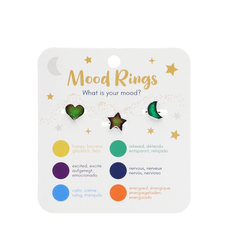 Rex Mood Rings (Set of 3) - Heart, Star & Moon