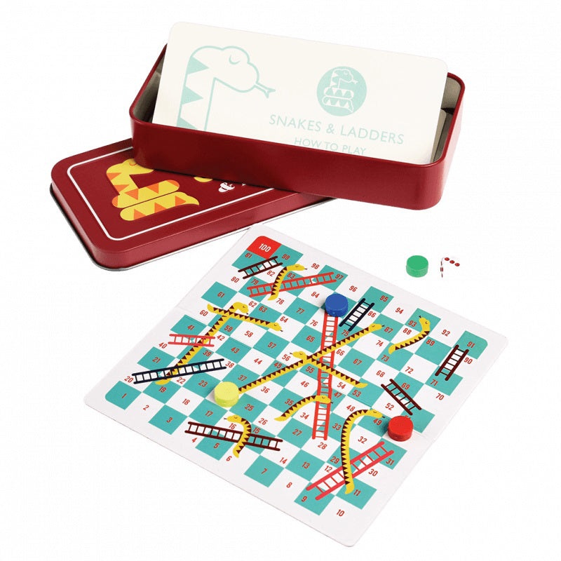 Rex Travel Snakes and Ladders Game in A Tin