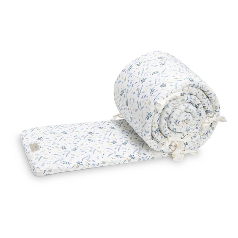 Cam Cam Copenhagen Cot Bumper with Lining Pressed Leaves Blue