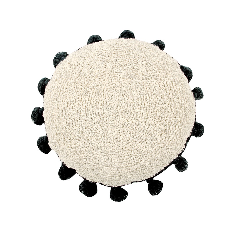 Lorena Canals Circle Black Machine Washable Cushion