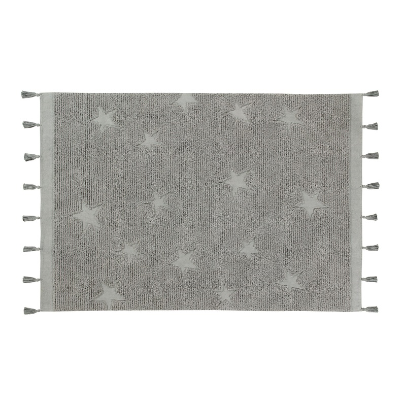 Lorena Canals Hippy Stars Grey Machine Washable Cotton Rug