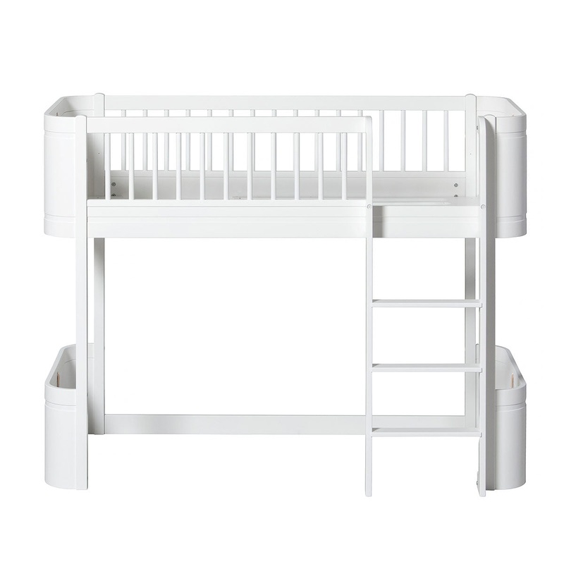 Oliver Furniture Wood Mini+ Low Loft Bed Ladder Front White