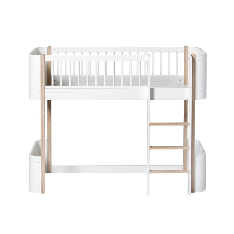 Oliver Furniture Wood Mini+ Low Loft Bed Ladder Front White/Oak